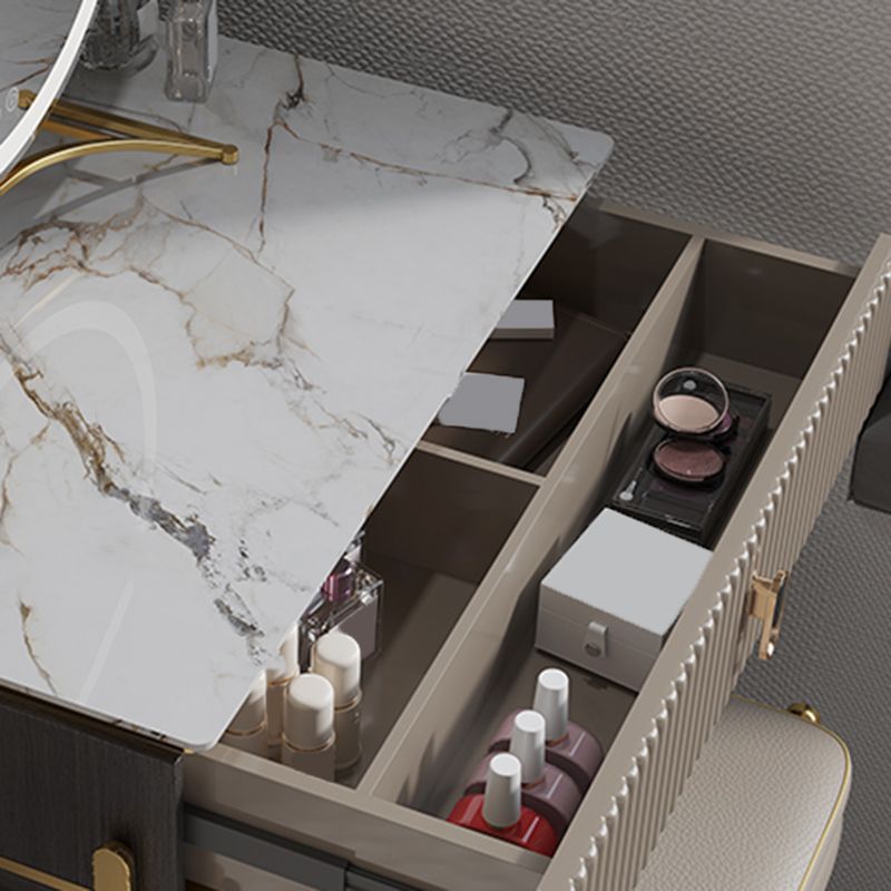 Glam 29.5" Height Slate Table Top Makeup Vanity Set with Drawer