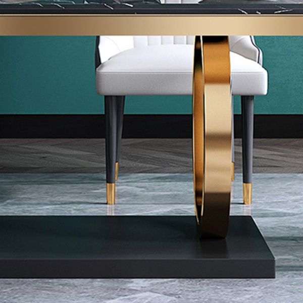 Traditional Luxury Dining Table Rectangle Sintered Stone Table with Gold Frame Clearhalo ' dining_table' 'Dining Tables & Seating' 'Dining Tables' 'furn' 'furn_dining_table' 'Furniture' 'furniture_dining_table' 'Kitchen & Dining Furniture' 'kitchen&dining_furn' 'kitchen' 'kitchen_dining_table' 1200x1200_c476c654-3c7e-4480-9f1e-4b48ebdb75ac