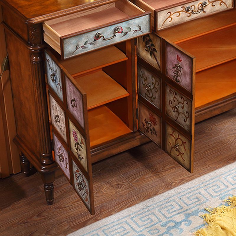 Industrial Solid Wooden Accent Cabinet with 2 Drawers and 2 Doors