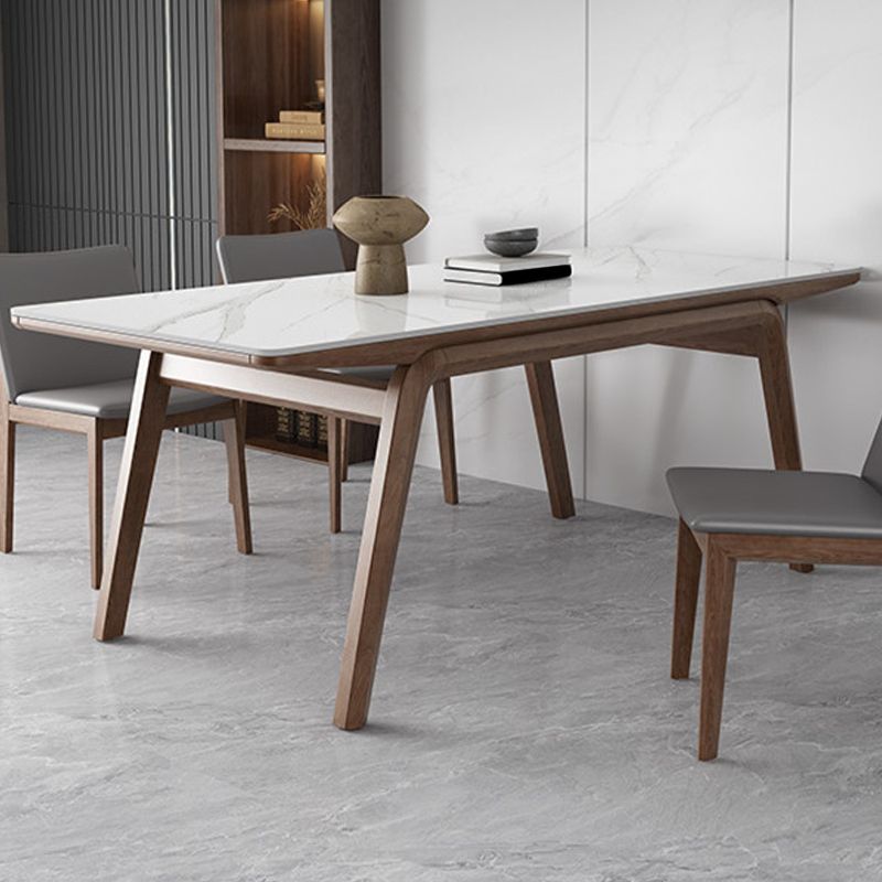 Rectangle Table Medieval Modern Sintered Stone Top Dining Table with Wooden Base Clearhalo 'Dining Tables & Seating' 'Dining Tables' 'dining_table' 'furn' 'furn_dining_table' 'Furniture' 'Kitchen & Dining Furniture' 1200x1200_c4795e86-3e6d-49b9-a151-0878a6e6de69