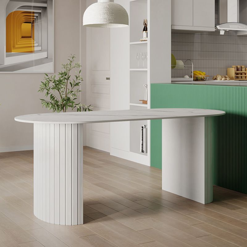 Metal Modern Oval Dining Table White Sintered Stone Table for Dining Room and Kitchen Clearhalo ' dining_table' 'Dining Tables & Seating' 'Dining Tables' 'Furniture' 'furniture_dining_table' 'Kitchen & Dining Furniture' 'kitchen&dining_furn' 'kitchen' 'kitchen_dining_table' 1200x1200_c47be6a3-acb1-43b4-85eb-0de2af367665