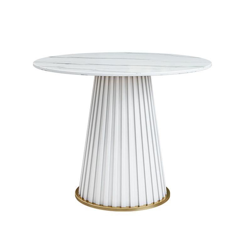 Glam Sintered Stone Dining Table Round Dinner Room Kitchen Table with Pedestal Base Clearhalo 'Dining Tables & Seating' 'Dining Tables' 'dining_table' 'furn' 'furn_dining_table' 'Furniture' 'furniture_dining_table' 'Kitchen & Dining Furniture' 'kitchen' 'kitchen_dining_table' 1200x1200_c47d78a6-0115-4c4c-825a-873c8e6e43b1