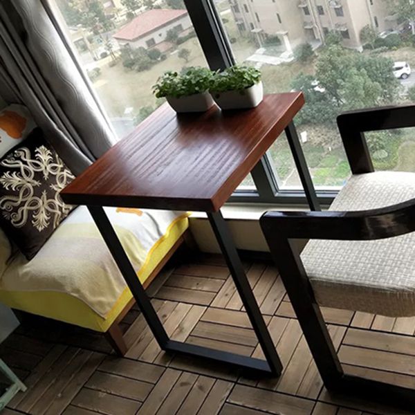 Industrial Wooden Dining Table Brown Square Table with Sled Base for Dinning Room Clearhalo ' dining_table' 'Dining Tables & Seating' 'Dining Tables' 'furn' 'furn_dining_table' 'Furniture' 'furniture_dining_table' 'Kitchen & Dining Furniture' 'kitchen&dining_furn' 'kitchen' 'kitchen_dining_table' 1200x1200_c47dc34c-66b2-4359-bb08-afd30f940688