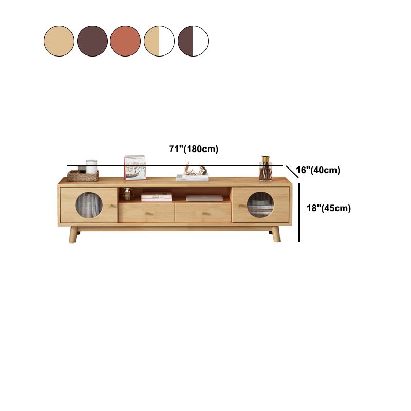 17.72"H TV Stand Contemporary Style Solid Wood TV Console with 2 Drawers Clearhalo 'furn' 'furn_tv_stands_entertainment_centers' 'Furniture' 'Living Room Furniture' 'TV Stands & Entertainment Centers' 'TV Stands & Media Storage Furniture' 'tv_stands_entertainment_centers' 1200x1200_c47e0b9e-2fc2-4efe-a101-6f097b6907de