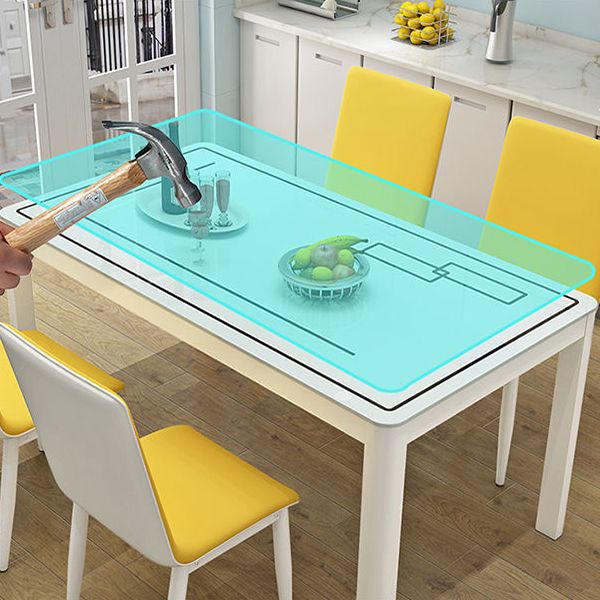 Modern White Glass Dining Table Rectangle Dining Table for Kitchen Clearhalo 'Dining Tables & Seating' 'Dining Tables' 'dining_table' 'furn' 'furn_dining_table' 'Furniture' 'Kitchen & Dining Furniture' 1200x1200_c47e3201-6286-466d-9236-ac28e0f9956c