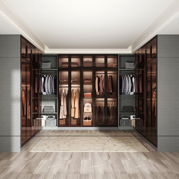 Mirrored Finish Cabinet with Glass Door Contemporary Interior Storage Cabinet