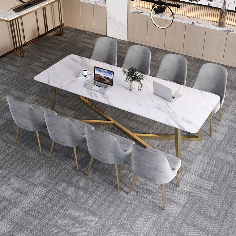 長方形の形状モダンミーティングテーブル固定された石の書き込みテーブル
