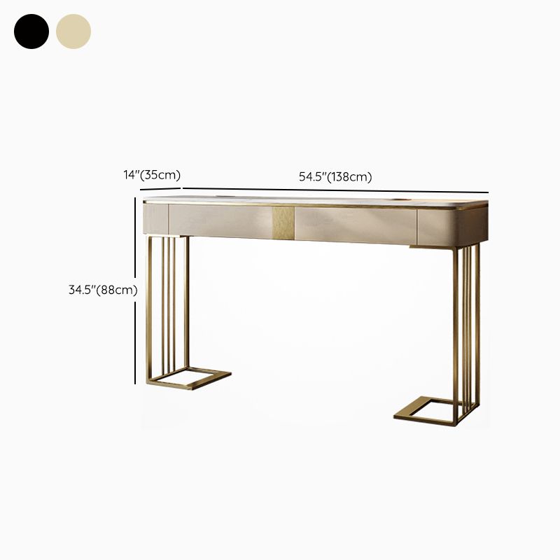 Modern Accent Table Half Moon Shape Stone Console Table for Hall , 14 inch Wide