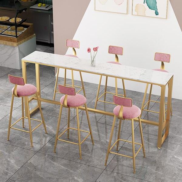 White Glam Style Bar Table in Iron and Faux Marble Milk Tea Shop Bar Table Clearhalo 'Bar Furniture' 'Bar Tables' 'bar_tables' 'furn' 'furn_bar_tables' 'Furniture' 'furniture_bar_tables' 'Kitchen & Dining Furniture' 'kitchen&dining_furn' 'kitchen' 1200x1200_c482ae90-8be2-4ae1-a57e-ad577fe72c03