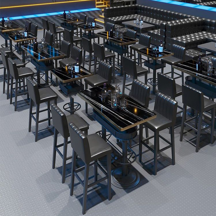 Industrial Style Bar Wine Table Black Color Bar Dining Table with Storage Clearhalo 'Bar Furniture' 'Bar Tables' 'bar_tables' 'furn' 'furn_bar_tables' 'Furniture' 'Kitchen & Dining Furniture' 1200x1200_c482c89a-b9a2-469d-bba6-a0c03d0af981