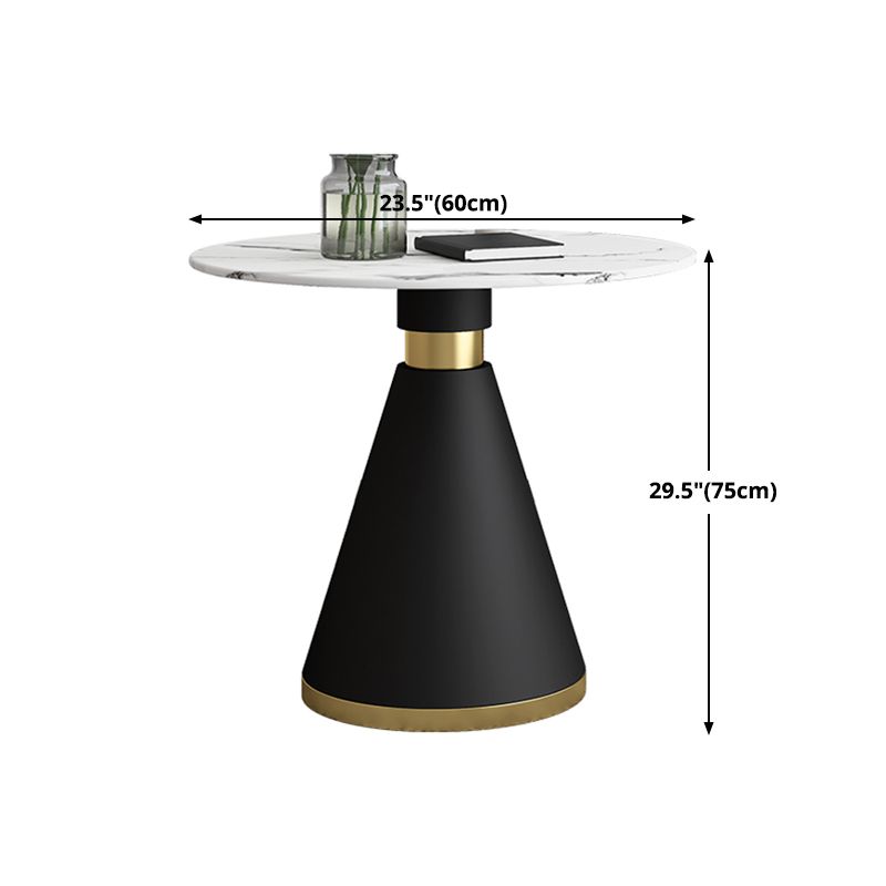 Tavolo da pranzo rotondo contemporaneo in metallo tavolo in pietra sinterizzata con base piedistallo