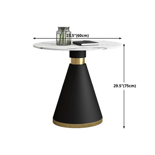 台座ベースのある金属の現代丸いダイニングテーブル焼結石上部テーブル