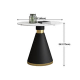 Tavolo da pranzo rotondo contemporaneo in metallo tavolo in pietra sinterizzata con base piedistallo