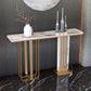 Tavolo accento glam console dorata con pietra rettangolo per sala