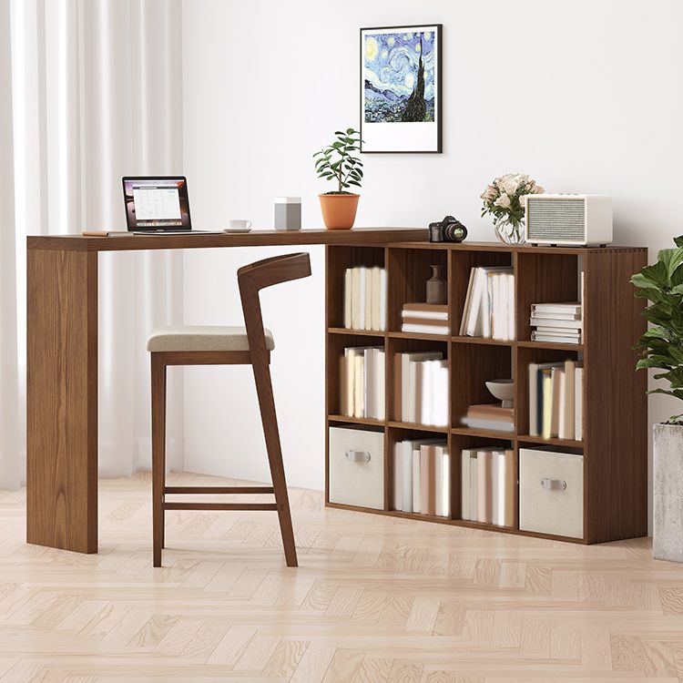 Moderner Bartisch, rechteckiger Bartisch aus massivem Holz mit Stauraum