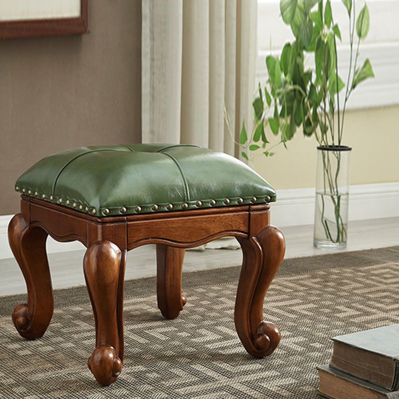 Mid-Century Modern Pouf Ottoman Genuine Leather Tufted Nailhead Trim Rectangle Ottoman Clearhalo 'furn' 'furn_ottomans_poufs' 'Furniture' 'Living Room Furniture' 'Ottomans & Poufs' 'ottomans_poufs' 1200x1200_c4854543-e133-49ac-9a09-021739e2e702