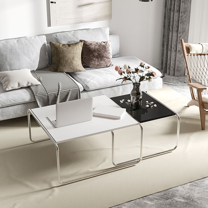 Square Steel Sled Coffee Table Modern 2 Nesting Cocktail Table Clearhalo 'Coffee & Accent Tables' 'Coffee Tables' 'coffee_tables' 'furn' 'furn_coffee_tables' 'Furniture' 'Living Room Furniture' 1200x1200_c4863543-94bd-4165-81d9-49649327ee1a