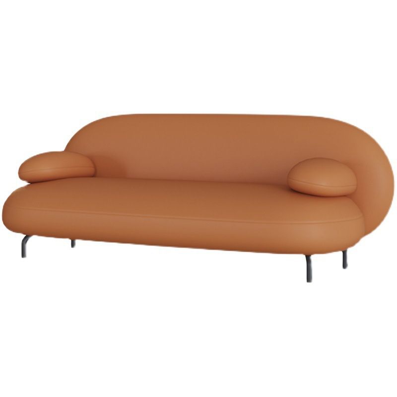 Contemporary Pillow Top Arm Standard Sofa Faux Leather Tight Back Sofa