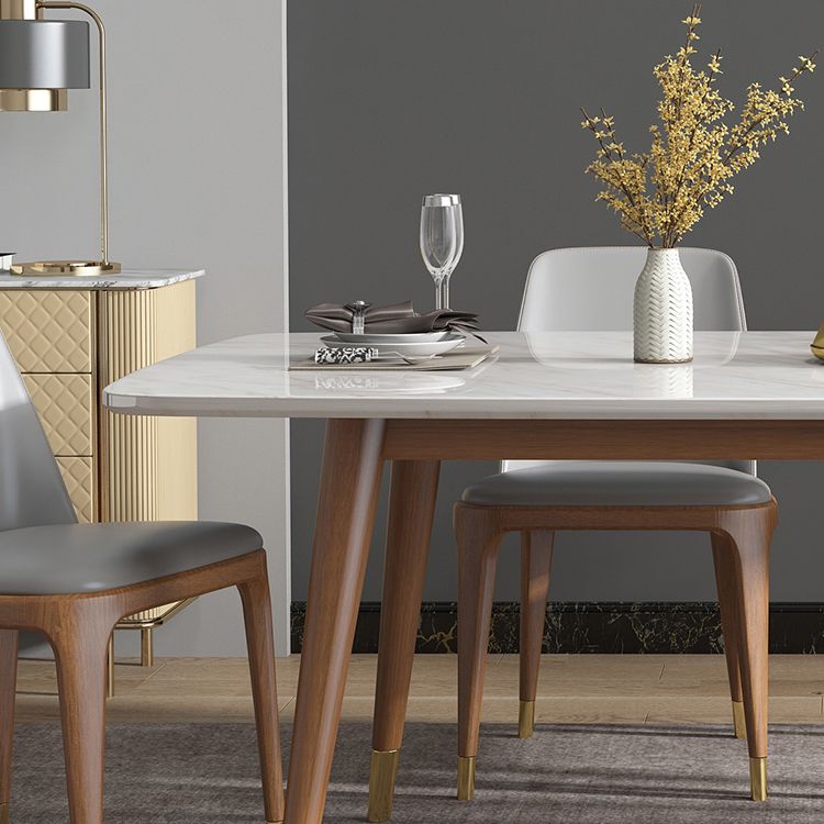 Nordic Ash White Rock Board Rectangular Dining Table Set with 4 Legs Base Clearhalo 'Dining Room Sets' 'Dining Tables & Seating' 'dining_room_set' 'furn' 'furn_dining_room_set' 'Furniture' 'furniture_dining_room_set' 'Kitchen & Dining Furniture' 'kitchen&dining_furn' 'kitchen' 1200x1200_c489651b-4137-4ced-ab7b-515b9b5b65e0