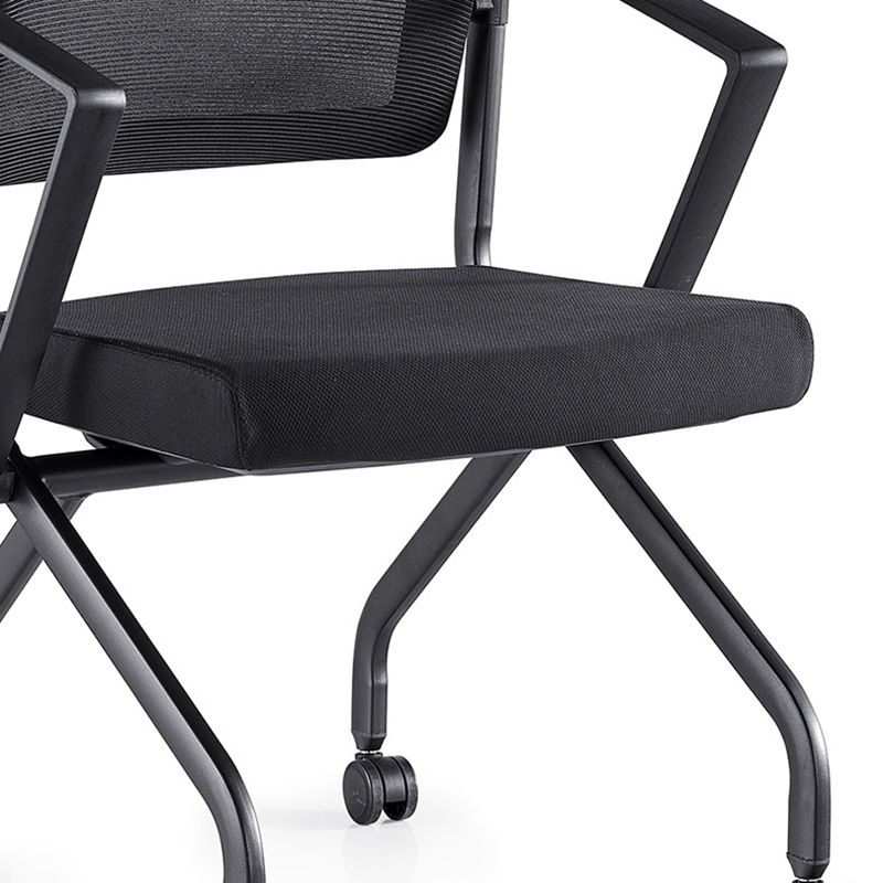 Contemporary Arm Chair Fixed Arms Black with Wheels Office Chair Clearhalo 'furn' 'furn_office_chair' 'Furniture' 'Office Chairs' 'Office Furniture' 'office_chair' 1200x1200_c48a65b1-d5c2-4fa9-a9f3-2fbe8ed20441