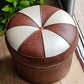 Mid-Century Modern Pouf Ottoman PU Leather Upholstered Tufted Patchwork Round Ottoman Clearhalo 'furn' 'furn_ottomans_poufs' 'Furniture' 'Living Room Furniture' 'Ottomans & Poufs' 'ottomans_poufs' 1200x1200_c48d172c-9102-4bf3-9047-a61d726d8a64