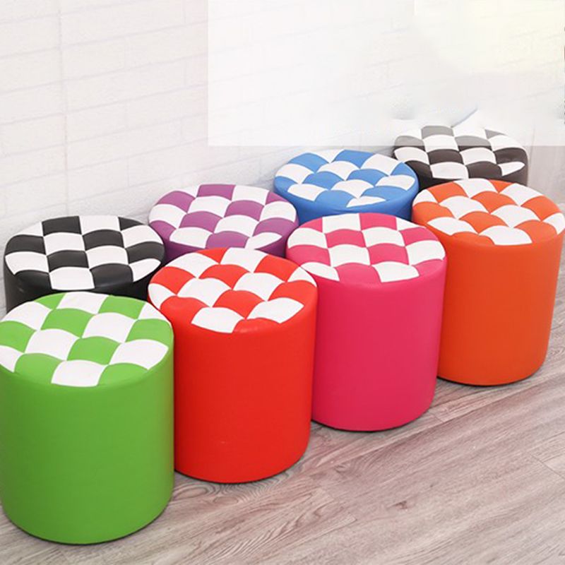 Color Block Ottoman Faux Leather Stain Resistant Cylinder Shape Pouf Ottoman Clearhalo 'furn' 'furn_ottomans_poufs' 'Furniture' 'Living Room Furniture' 'Ottomans & Poufs' 'ottomans_poufs' 1200x1200_c48d8de1-e475-4664-9d41-7d44dd341a12