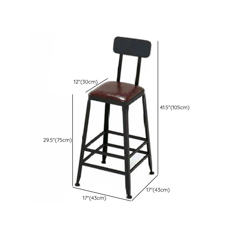 Armless Dining Stools Contemporary Bar Stools with Black Metal Base