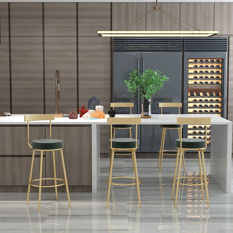 Glam Round Counter Height Stools Grey and Gold Footrest Upholstered Counter Bar Stool Clearhalo 'Bar Furniture' 'Bar Stools' 'bar_stools' 'furn' 'furn_bar_stools' 'Furniture' 'Kitchen & Dining Furniture' 1200x1200_c49187b7-b886-4d35-a7b5-b990becb14b7