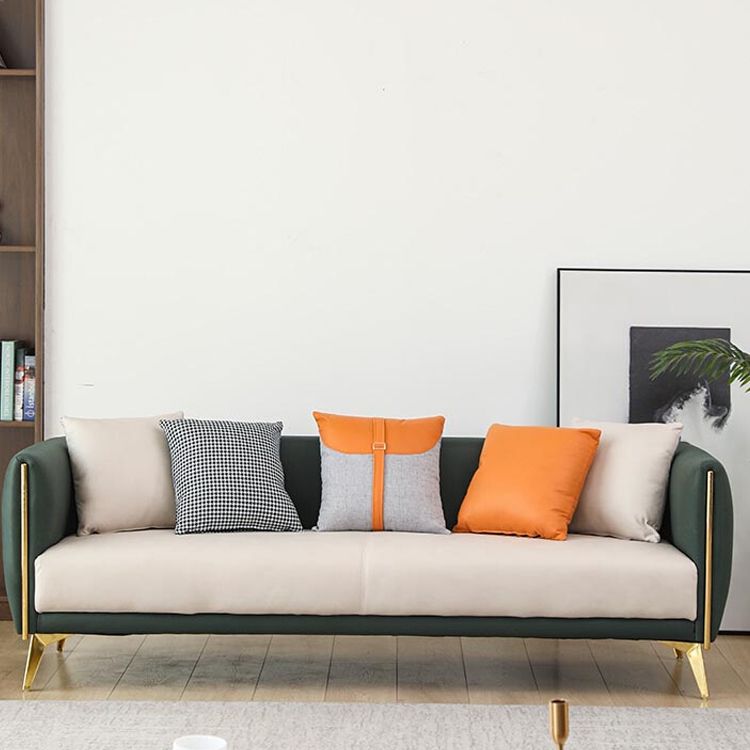 Glam Square Arm Sofa 29.13" High Faux Leather Sofa Stain Resistant