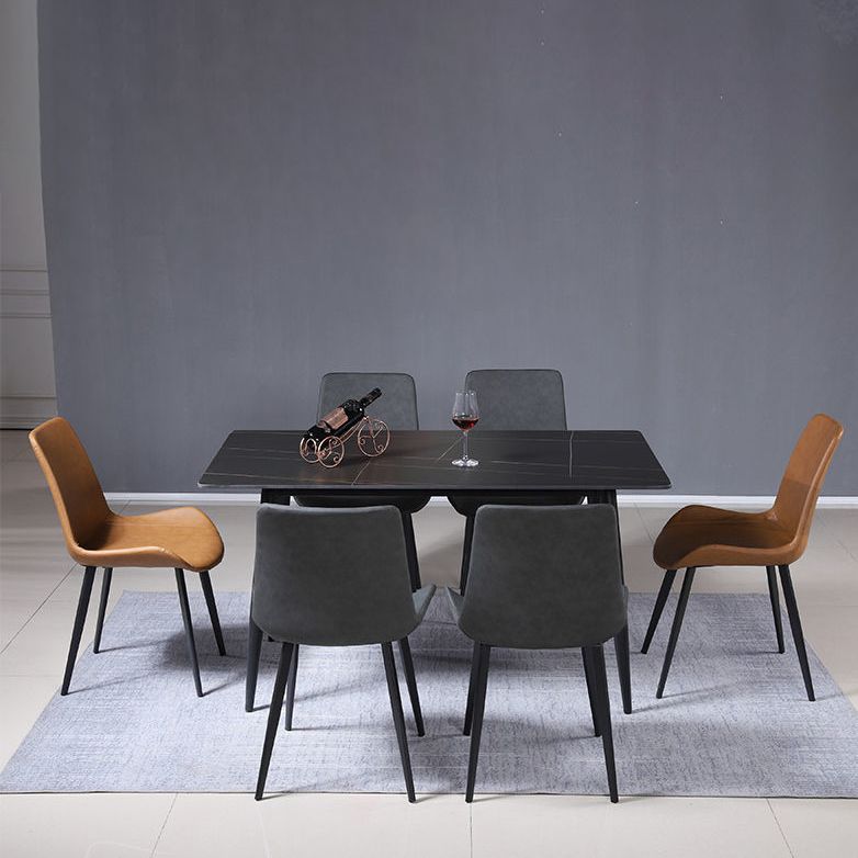 Faux Leder Essstühle Moderner Stuhl mit schwarzen Beinen mit schwarzen Beinen