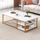 16.5" H Modern Rectangle Wooden Coffee Table Metal Frame Cocktail Table