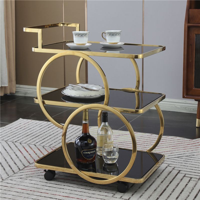 Tavolo da preparazione a rotolamento contemporaneo da 31,5 "H tavolo da preparazione in metallo rettangolare per sala da pranzo