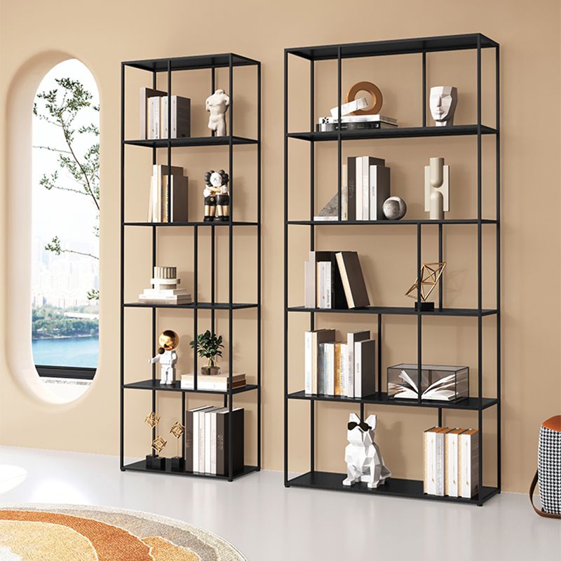 76.77"H Bookshelf Contemporary Style Open Back Black Bookcase for Home Office Clearhalo 'Bookcases' 'furn' 'furn_bookcases' 'Furniture' 'furniture_bookcases' 'Office Furniture' 1200x1200_c49a3ace-a1f6-4d39-8a25-92c216f21f94