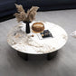 Modern Style Round Coffee Table with Iron Craft Black Base and Rock Slab White Top Clearhalo 'Coffee & Accent Tables' 'Coffee Tables' 'coffee_tables' 'furn' 'furn_coffee_tables' 'Furniture' 'Living Room Furniture' 1200x1200_c49d23b5-ebd0-4934-a73d-3434777e92c9