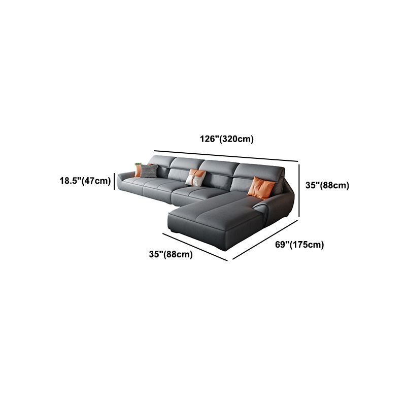 Sezioni grigie in pelle finta 34.6 "H sezionali bracciati svasati per soggiorno