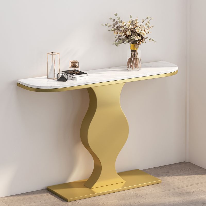 Modern de 31.5 "Table de acento de altura Stone Half Moon Console Table
