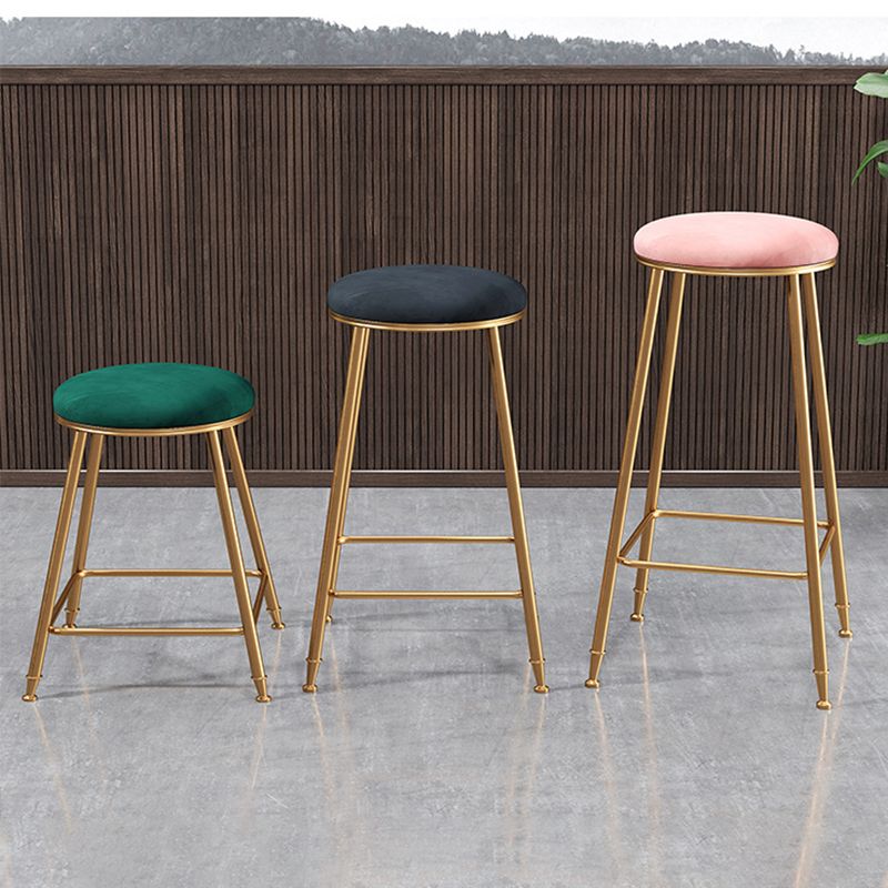 Scandinavian Upholstered Fabric Stools for Home Armless Backless Stools with 4 Gold Legs Clearhalo 'Bar Furniture' 'Bar Stools' 'bar_stools' 'furn' 'furn_bar_stools' 'furniture_bar_stools' 'Kitchen & Dining Furniture' 'kitchen&dining_furn' 'kitchen' 'kitchen_furn' Furniture' 1200x1200_c4a0a134-3b37-481b-9ca5-193d5e3727a1