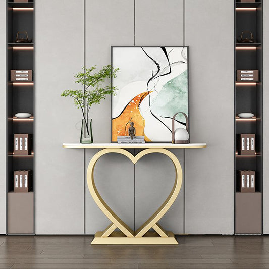 Tavolo accento in pietra glam tavolo da divano di divano di mezzo luna per sala