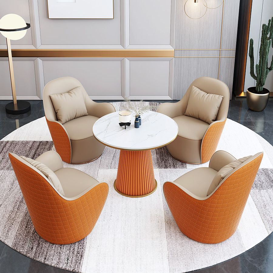 Round Dinette Table Traditional Luxury Dinner Room Kitchen Table with Metal Base Clearhalo ' dining_table' 'Dining Tables & Seating' 'Dining Tables' 'furn' 'furn_dining_table' 'Furniture' 'furniture_dining_table' 'Kitchen & Dining Furniture' 'kitchen&dining_furn' 'kitchen' 'kitchen_dining_table' 1200x1200_c4a144d1-f9d9-44a6-ac28-60295320891e