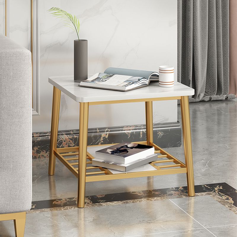 4 Legs Metal End Table Luxurious Stone Top Side End Snack Table Clearhalo 'Coffee & Accent Tables' 'End & Side Tables' 'end_side_tables' 'furn' 'furn_end_side_tables' 'Furniture' 'Living Room Furniture' 1200x1200_c4a162ac-530b-48e3-99e0-4b199aa129ad