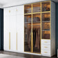 Modern Wood and Glass Wardrobe Freestanding Wardrobe with Soft Close Drawers and Doors