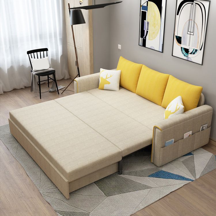 Pillow Included Sofa Futon Square Arm Convertible Sofa with Storage