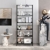 Metal Standard Bookcase Modern Open Back Bookshelf with Shelves