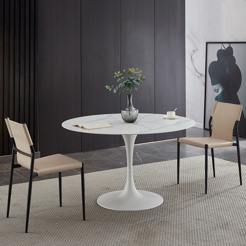 Minimalist Sintered Stone Dining Table Round Shape Kitchen Dining Table with Tulip Base Clearhalo ' dining_table' 'Dining Tables & Seating' 'Dining Tables' 'furn' 'furn_dining_table' 'Furniture' 'furniture_dining_table' 'Kitchen & Dining Furniture' 'kitchen&dining_furn' 'kitchen' 'kitchen_dining_table' 1200x1200_c4a43f4e-0e48-4ce4-bc3d-15c6f545283d