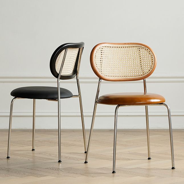 Industrial Dining Chair Leather Metal Base Dining Chair for Home Clearhalo 'Dining Chairs' 'Dining Tables & Seating' 'dining_chair' 'furn' 'furn_dining_chair' 'Furniture' 'Kitchen & Dining Furniture' 1200x1200_c4a55dd5-ef76-4a4b-9c32-dabfd56a8e3f