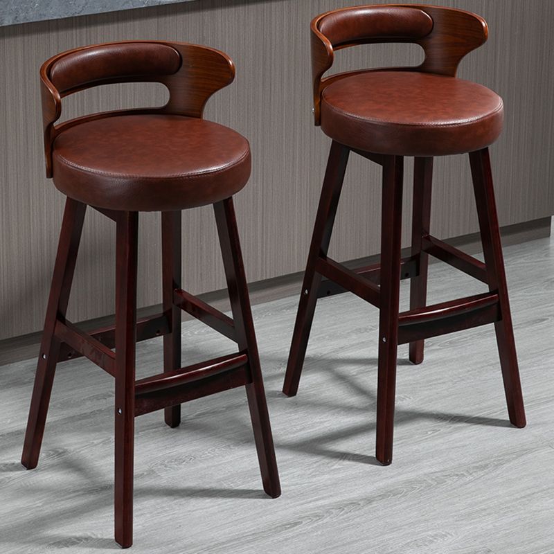 Industrial Style Low Back Bar-stool Wooden Bar Stool with Wooden Legs Clearhalo 'Bar Furniture' 'Bar Stools' 'bar_stools' 'Furniture' 'furniture_bar_stools' 'Kitchen & Dining Furniture' 1200x1200_c4a58ac7-3ffd-429f-94e0-e24a8b427989