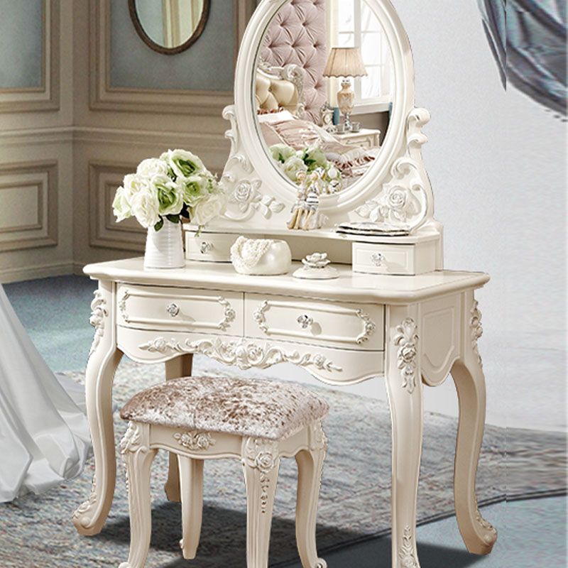 Victorian Solid Artificial Wood Vanity Dressing Table 4 Drawer Makeup Vanity Desk Clearhalo 'Bedroom Furniture' 'furn' 'furn_makeup_vanities' 'Furniture' 'Makeup Vanities' 'makeup_vanities' 1200x1200_c4a5e770-16cb-4fc4-ac48-507d3d70437c