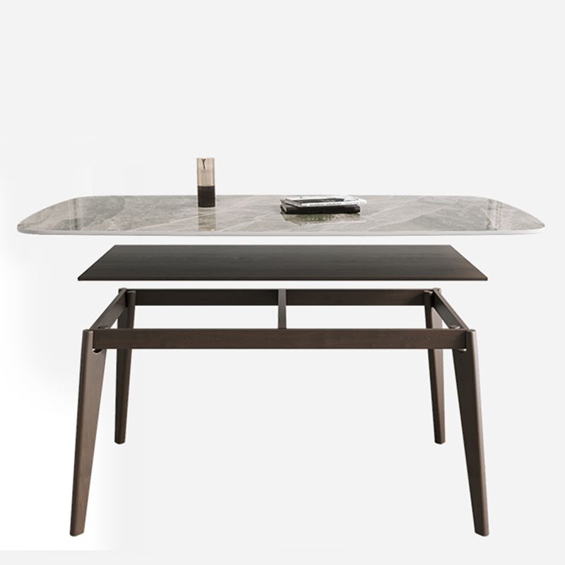 Retro Modern Rectangle Dining Site Table Stone Top 4-foot Oak Solid Wood Table Clearhalo 'Dining Tables & Seating' 'Dining Tables' 'dining_table' 'furn' 'furn_dining_table' 'Furniture' 'furniture_dining_table' 'Kitchen & Dining Furniture' 'kitchen' 'kitchen_dining_table' 1200x1200_c4a62e39-e265-433e-8d41-d4e5e5a7e005