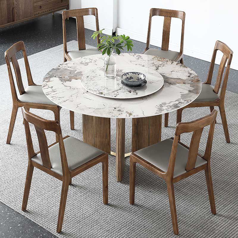 Modern 1/4/5/7 Pieces Dining Sintered Stone Dining Table Set with Wooden Legs for Kitchen Clearhalo 'Dining Room Sets' 'Dining Tables & Seating' 'dining_room_set' 'furn' 'furn_dining_room_set' 'Furniture' 'furniture_dining_room_set' 'Kitchen & Dining Furniture' 'kitchen&dining_furn' 'kitchen' 1200x1200_c4a76dee-bf18-44d1-9980-03cab5b315aa