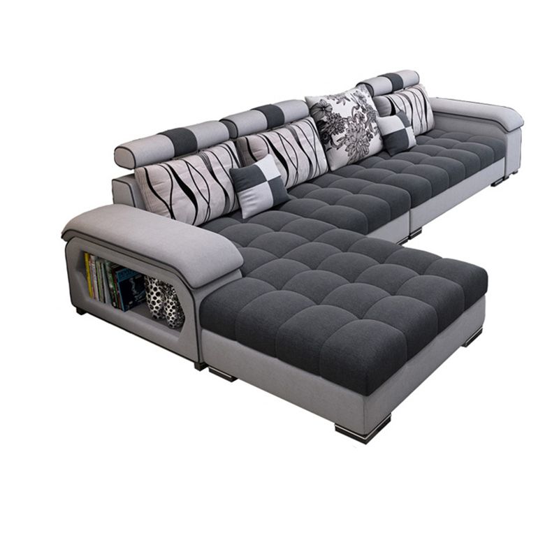 Contemporary Pillow Top Arm Sofa with Storage Adjustable Backrest Pillow Sofa Clearhalo 'furn' 'furn_sectionals' 'Furniture' 'furniture_sectionals' 'kitchen' 'kitchen_sectionals' 'Living Room Furniture' 'Sectionals' 1200x1200_c4a98160-1054-4e9b-881c-7bbe1d86aa05